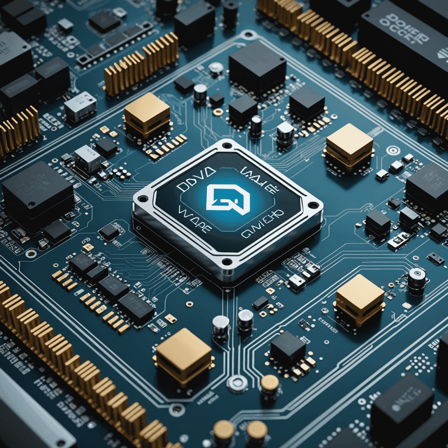 Visualization of modern virtualization technologies including VMware, Docker, Hyper-V, and QEMU logos floating above a stylized circuit board