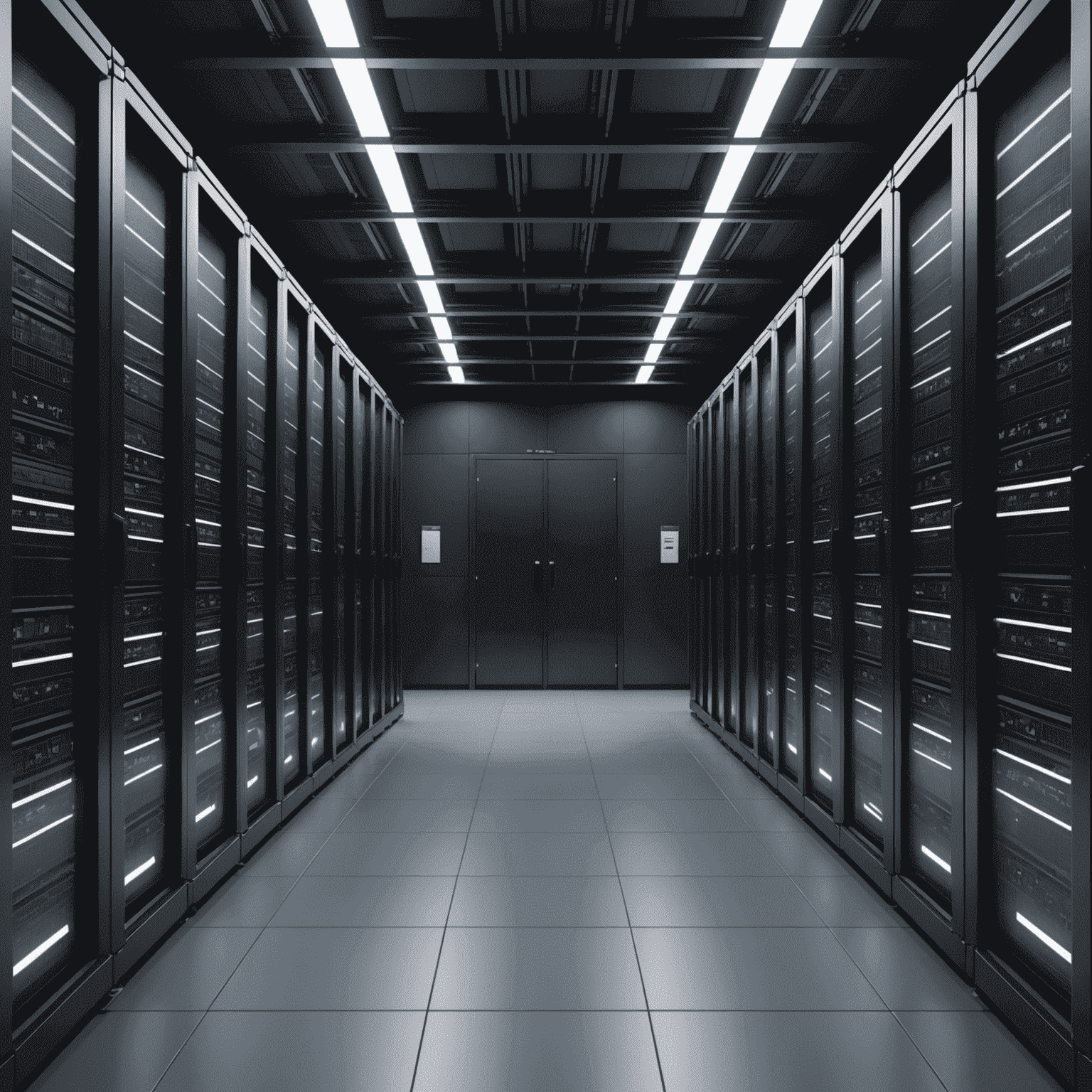 A modern data center with rows of server racks, showcasing various virtualization technologies like VMware vSphere, Docker containers, and Hyper-V systems. The image emphasizes the clean, organized nature of virtualized environments.