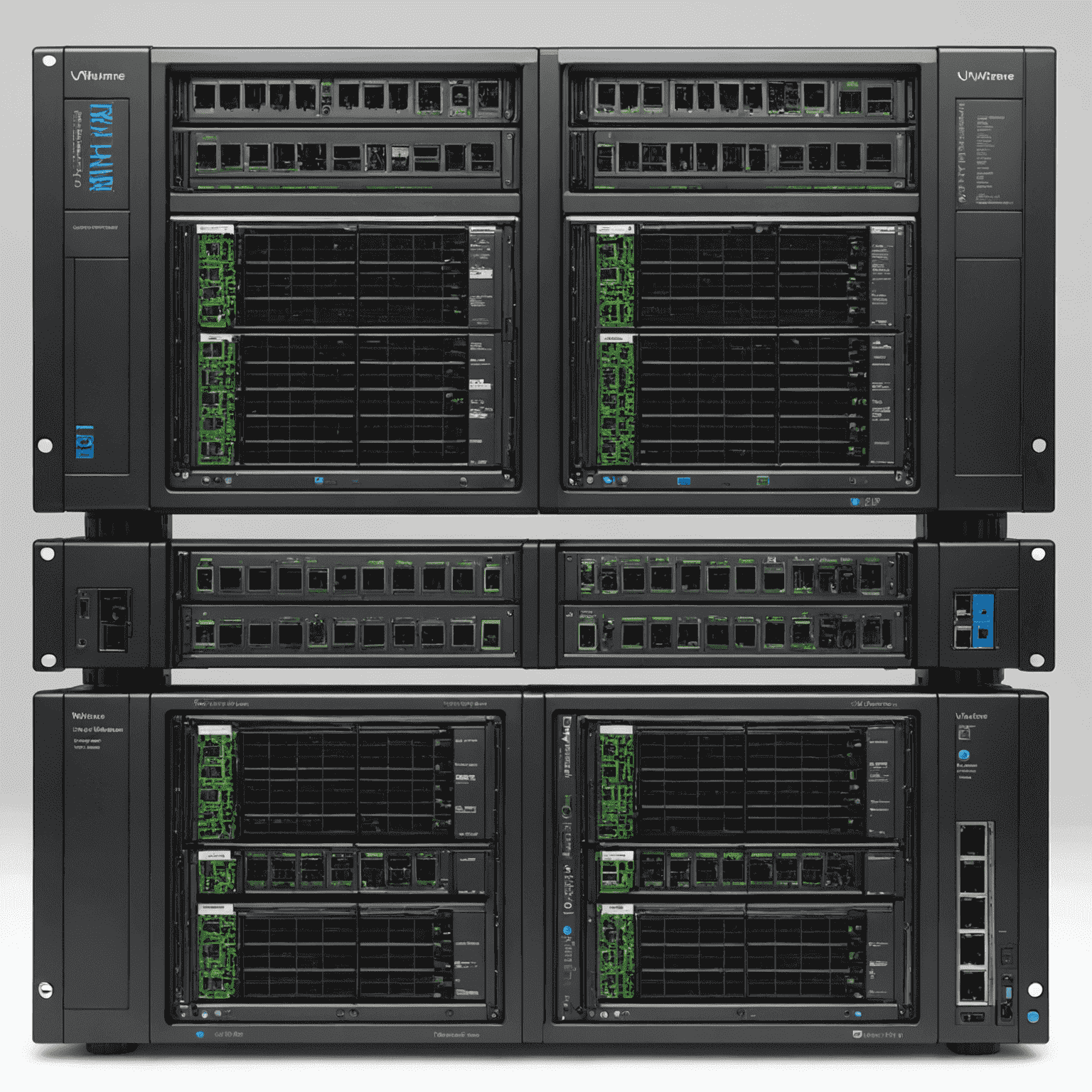 Side-by-side comparison of Hyper-V and VMware management consoles showing virtual machine clusters and performance metrics