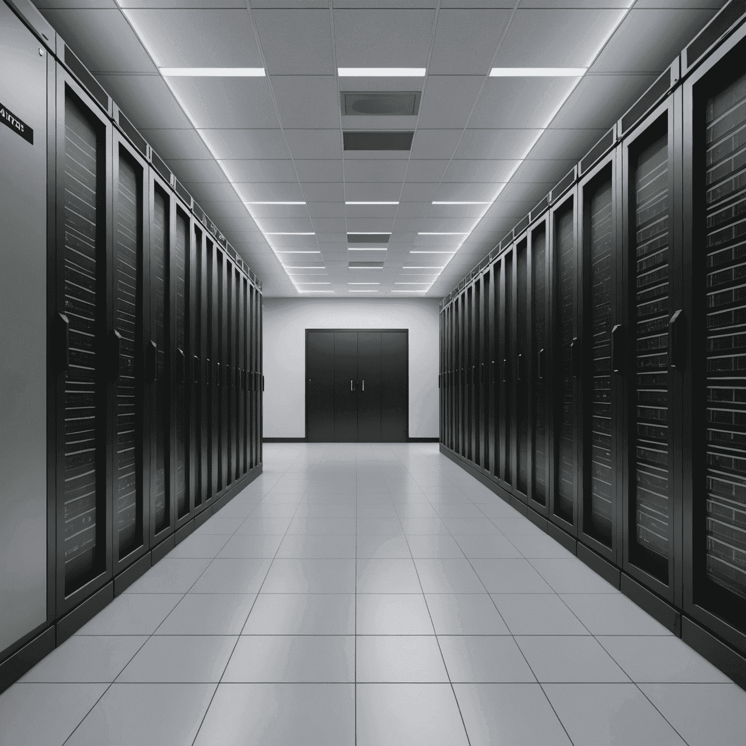 A secure data center environment showcasing the Hyper-V migration for a financial services company, emphasizing security and performance